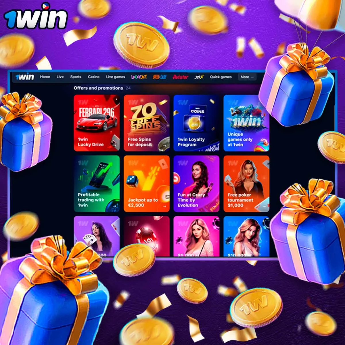 Casino bonus information on 1Win