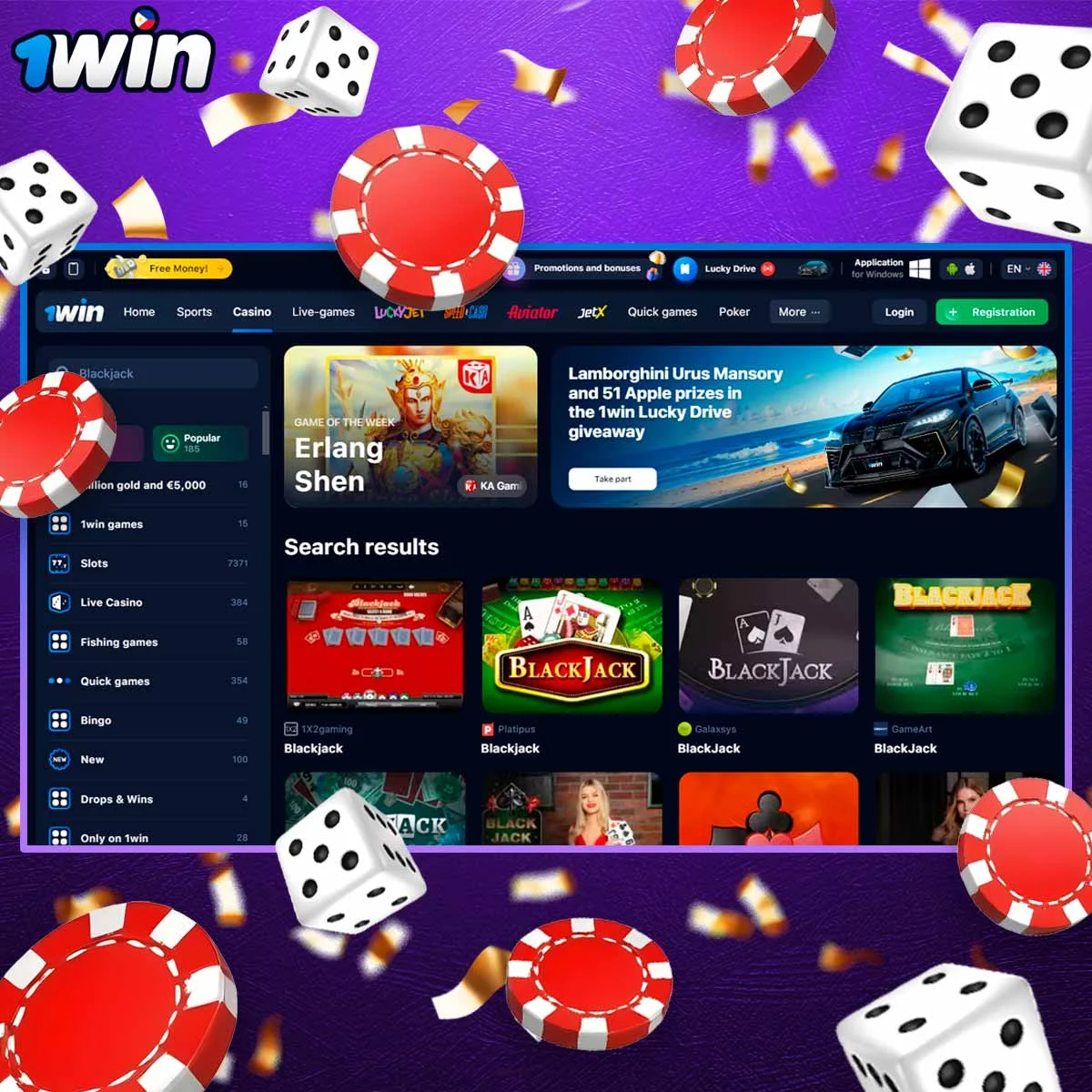 Information about Blackjack at 1Win Casino