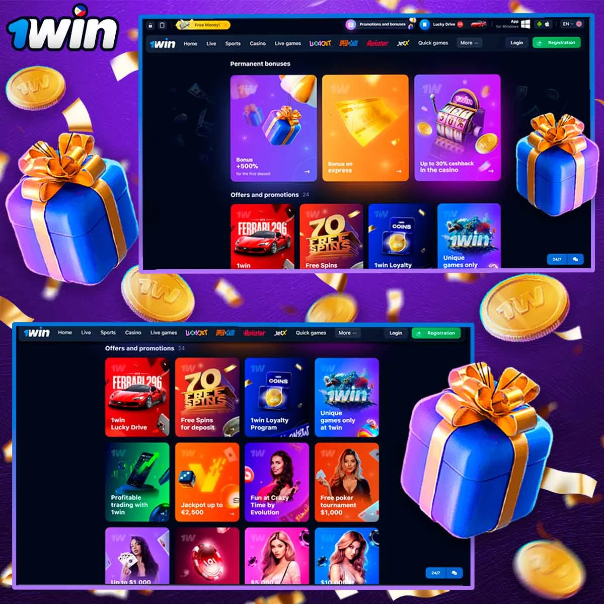 Information about 1 Win Casino bonuses and promotions