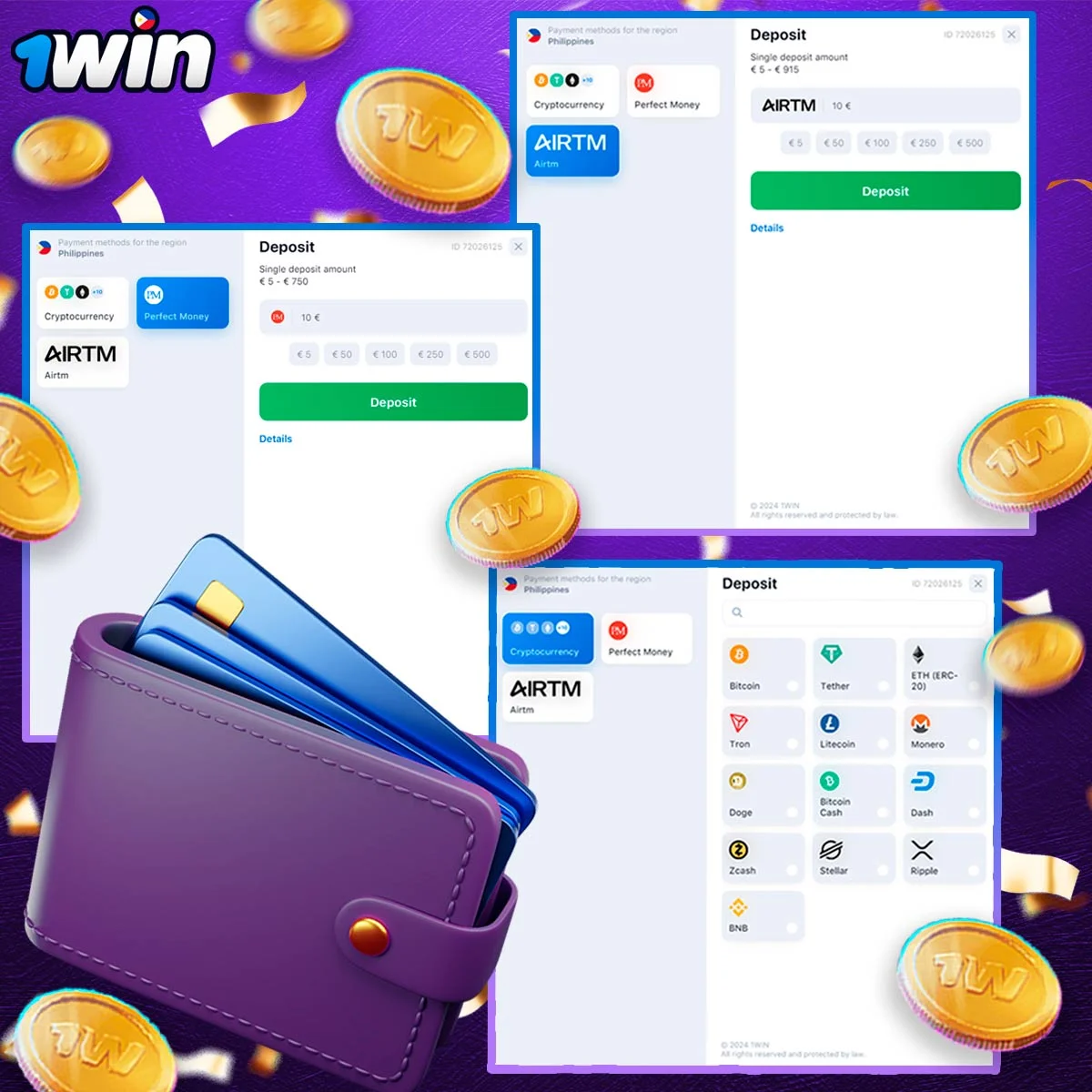 Information on how to make your first deposit at 1Win